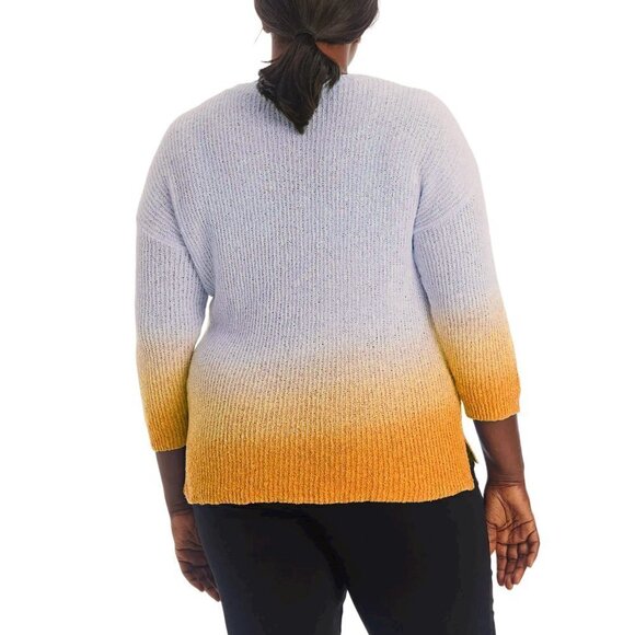 NWT ADYSON PARKER Plus 3/4 Sleeve Ombre Dip Dye Soft Cotton Blend Knit Sweater - Picture 3 of 6